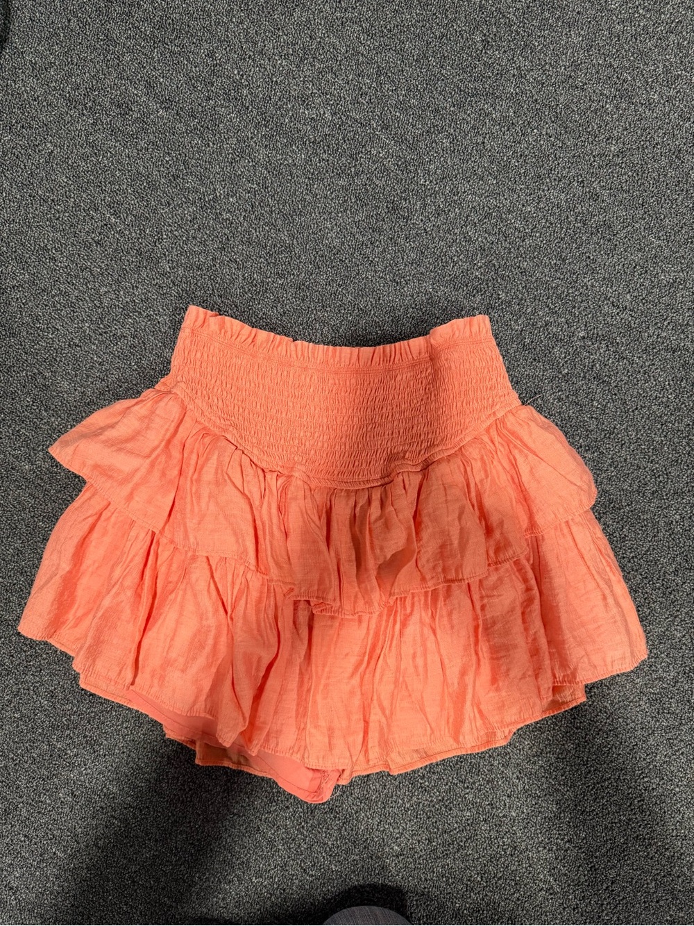 Mustard Seed Coral Tiered Ruffle Mini Skirt